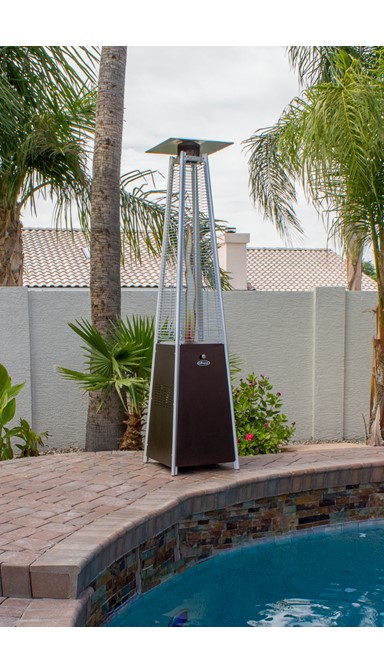 Tall Quartz Glass Tube Heater- Hammered Bronze Finish - Tall Patio